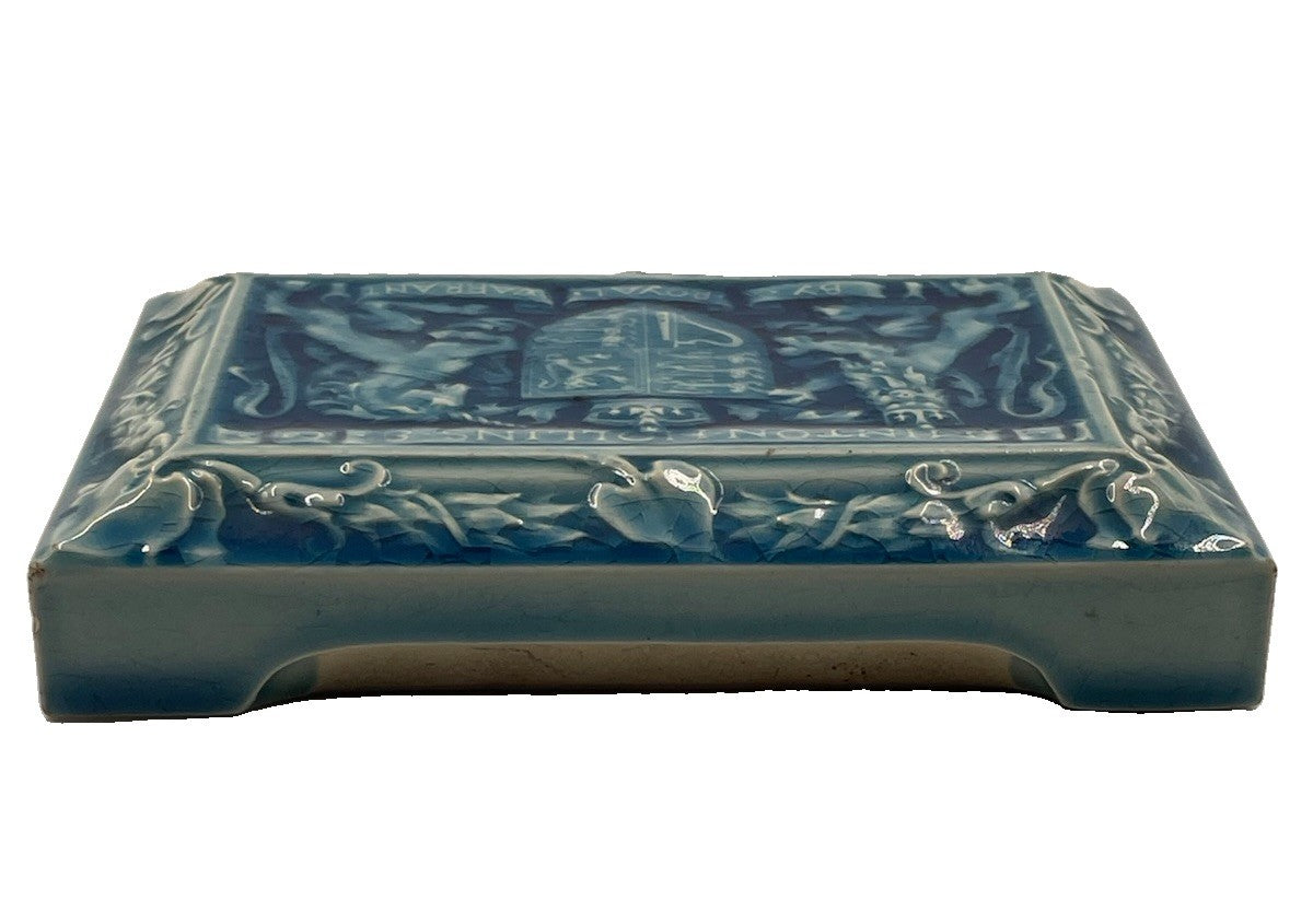 Antique Minton, Hollins & Co. Turquoise Majolica Royal Warrant Paperweight Tile