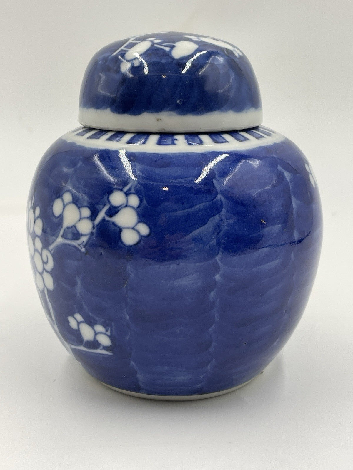 A Chinese Porcelain Ginger Jar and Cover Blue & White Prunus Pattern
