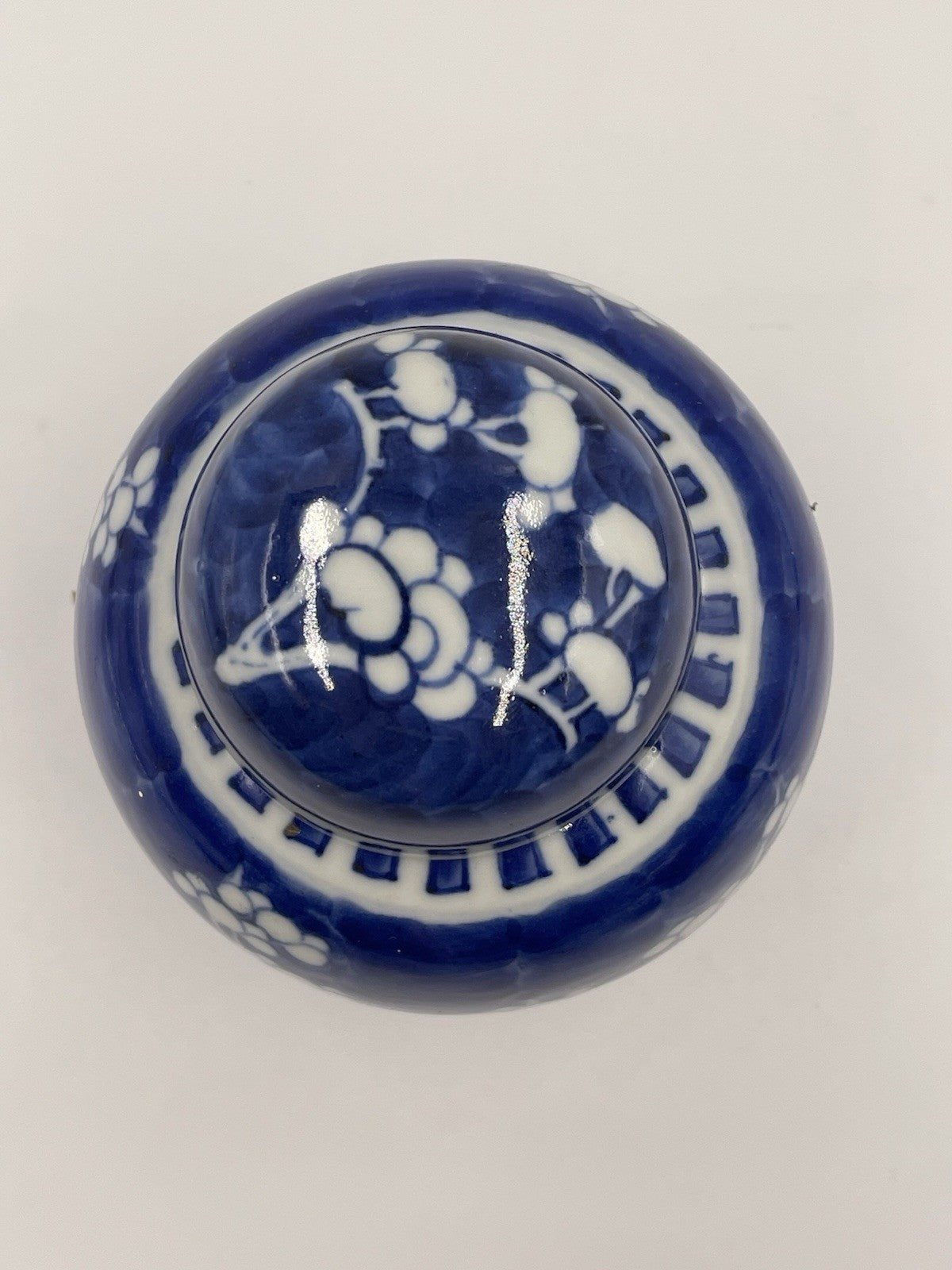 A Chinese Porcelain Ginger Jar and Cover Blue & White Prunus Pattern