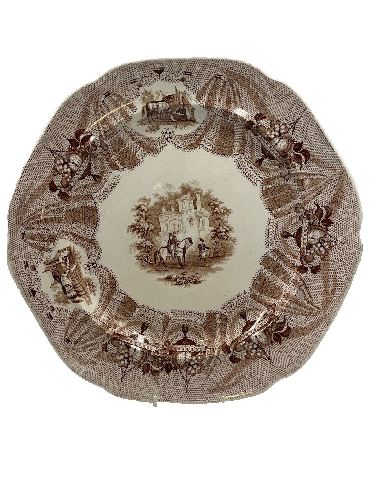 An Antique Middlesbrough Pottery Brown Printed Earthenware Granada Pattern