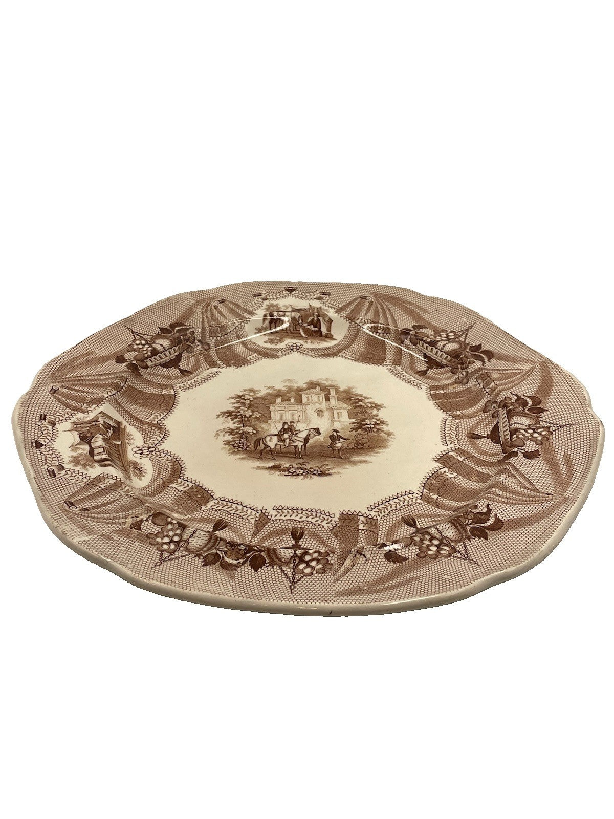 An Antique Middlesbrough Pottery Brown Printed Earthenware Granada Pattern