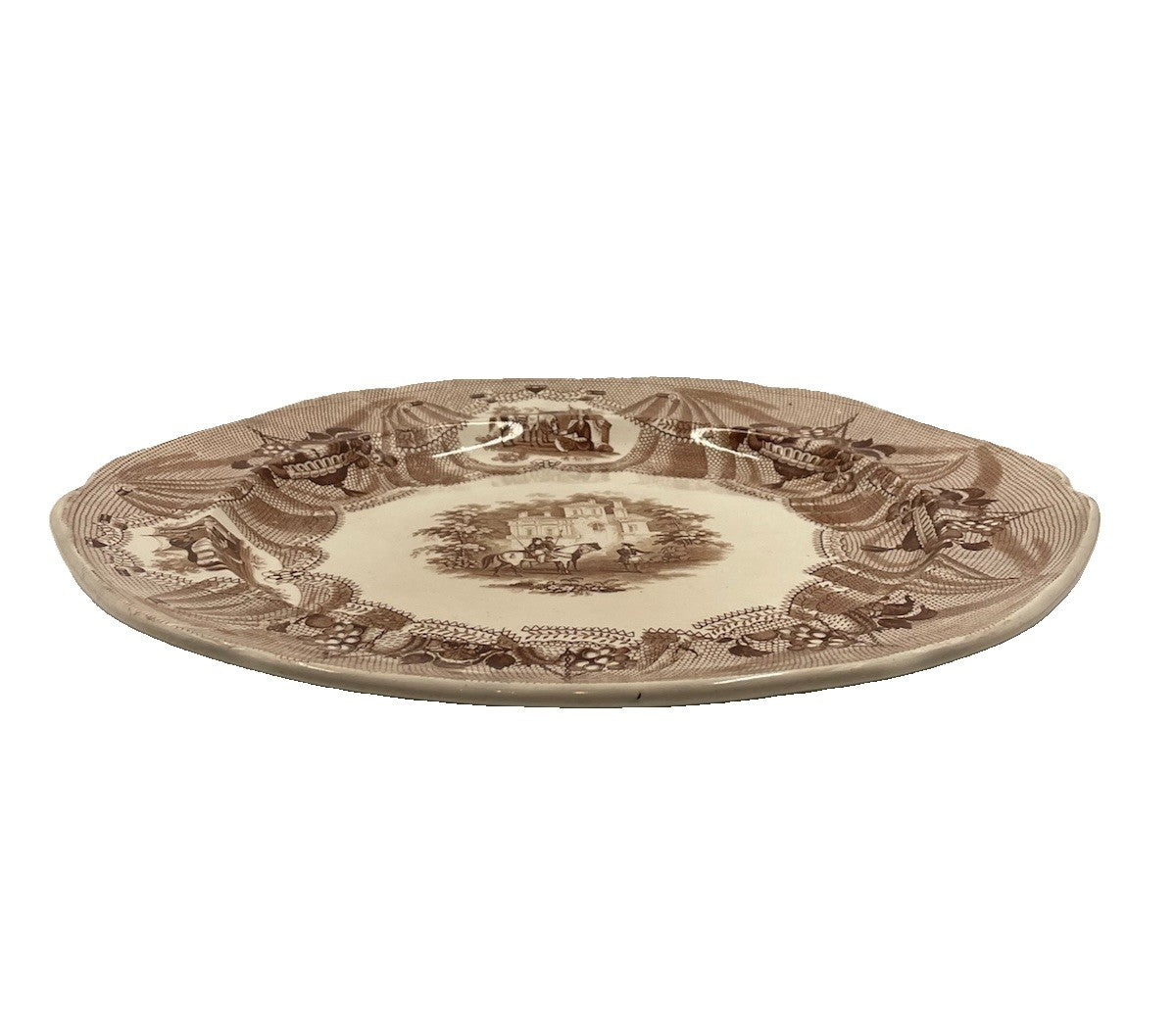 An Antique Middlesbrough Pottery Brown Printed Earthenware Granada Pattern