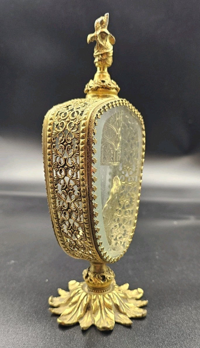 A Hollywood Regency Style Ormolu and Beveled Glass Scent Flask/Perfume Bottle