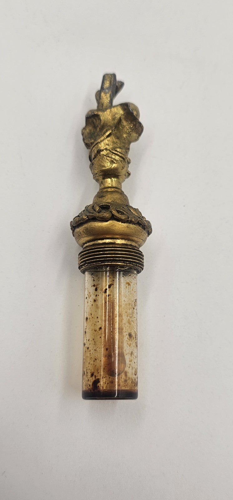 A Hollywood Regency Style Ormolu and Beveled Glass Scent Flask/Perfume Bottle