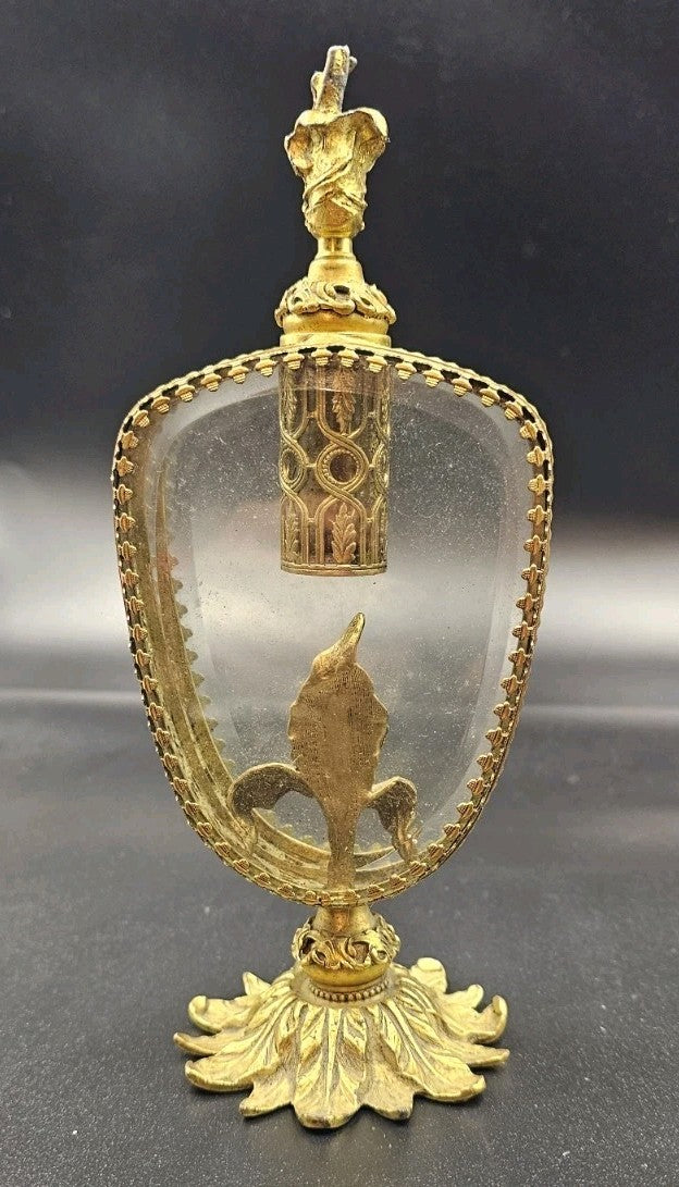A Hollywood Regency Style Ormolu and Beveled Glass Scent Flask/Perfume Bottle
