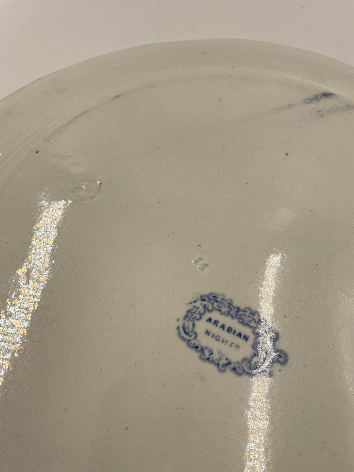 An Antique Middlesbrough Pottery Blue Printed Earthenware Arabian Nights Pattern
