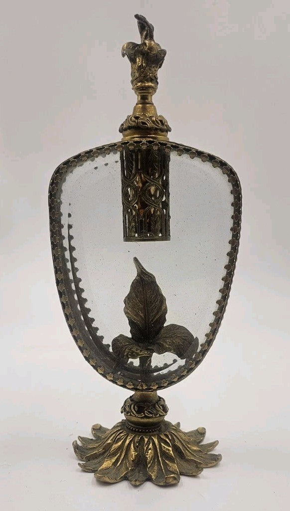 A Hollywood Regency Style Ormolu and Beveled Glass Scent Flask/Perfume Bottle