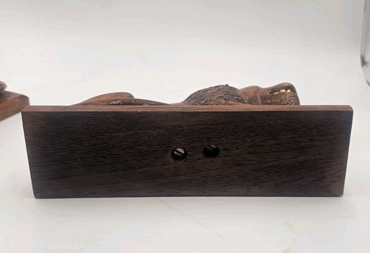 An Antique Pair of Treen Recumbent Lions Hand Carved