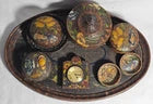 Italian Pokerwork Polychrome Dressing Table Set C1930