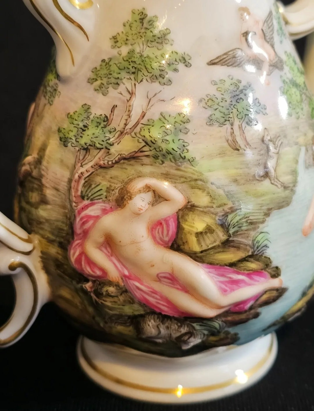 A Naples Porcelain Rose Watering Jug