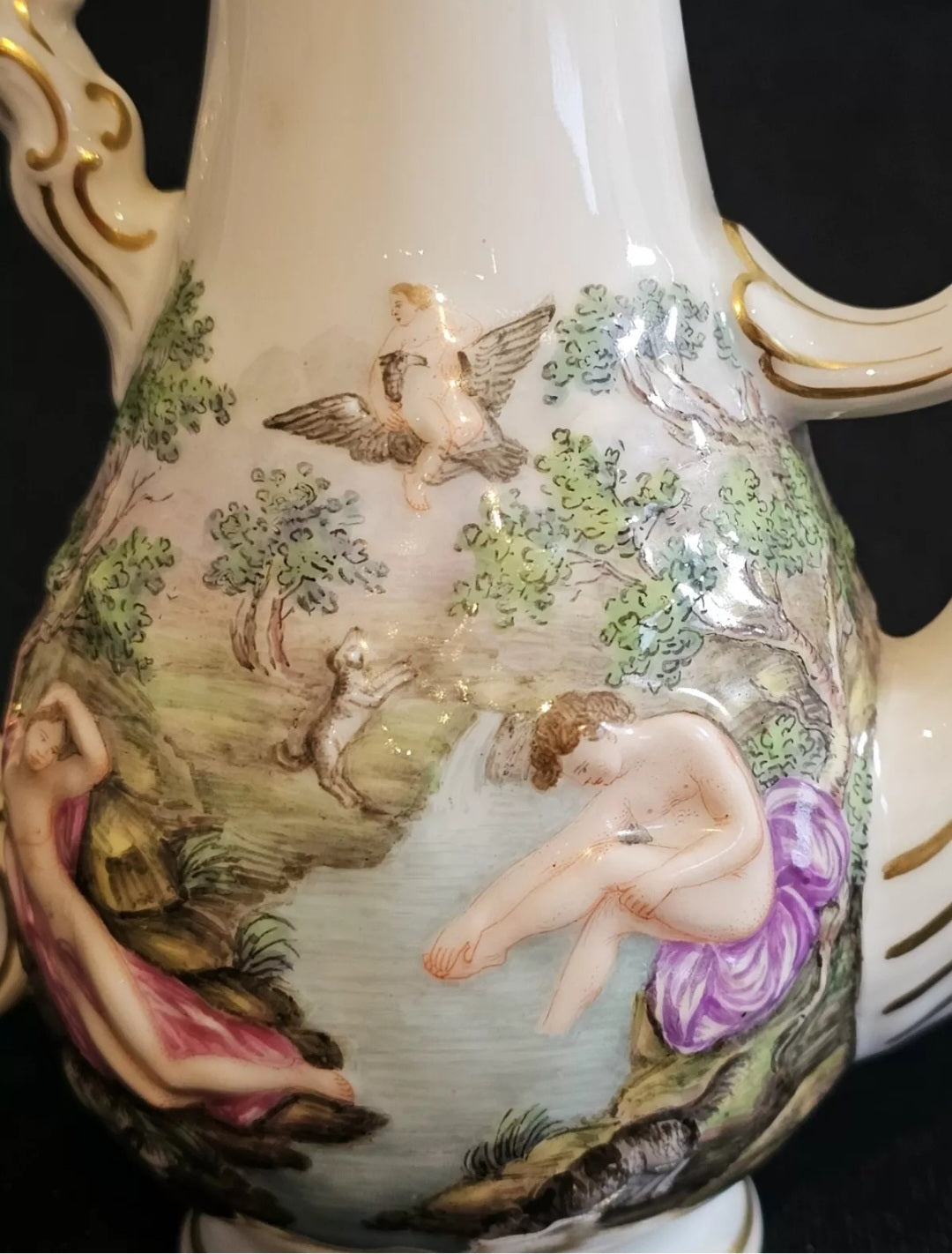 A Naples Porcelain Rose Watering Jug