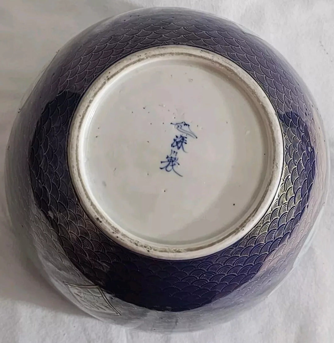 A Japanese Fukagawa Porcelain Jardiniere Painted with Floral Panels