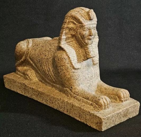 A Large Hand Carved Marble Sculpture of an Egyptian Sphynx Cat