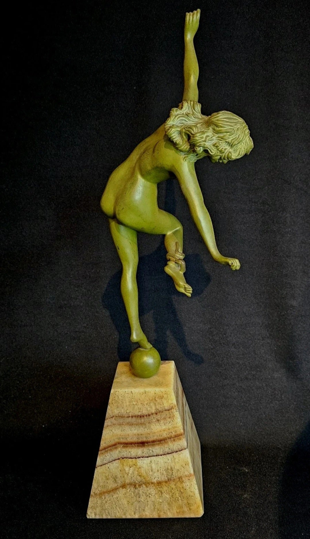 An Original CJR Colinet Art Deco Bronze Sculpture 'Danseuse au Serpent' Signed