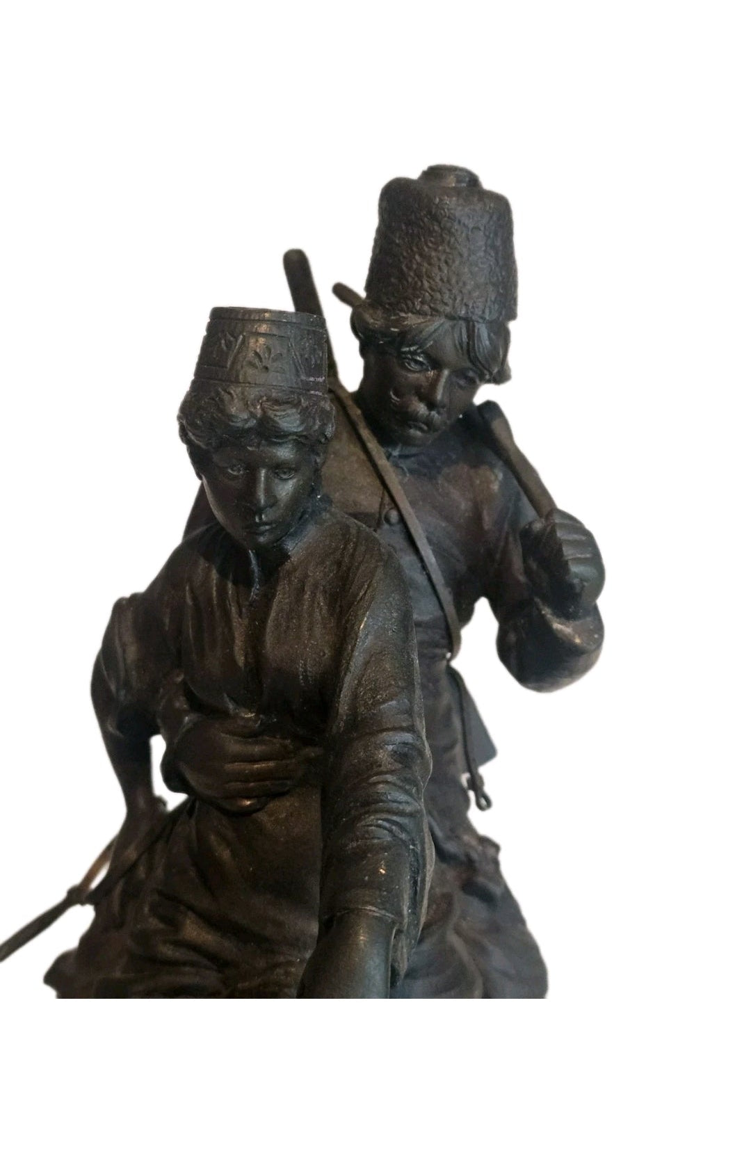 19thC A.M Bonegor (Russian) Bronze Sculpture of Two Cossacks on Horseback Signed
