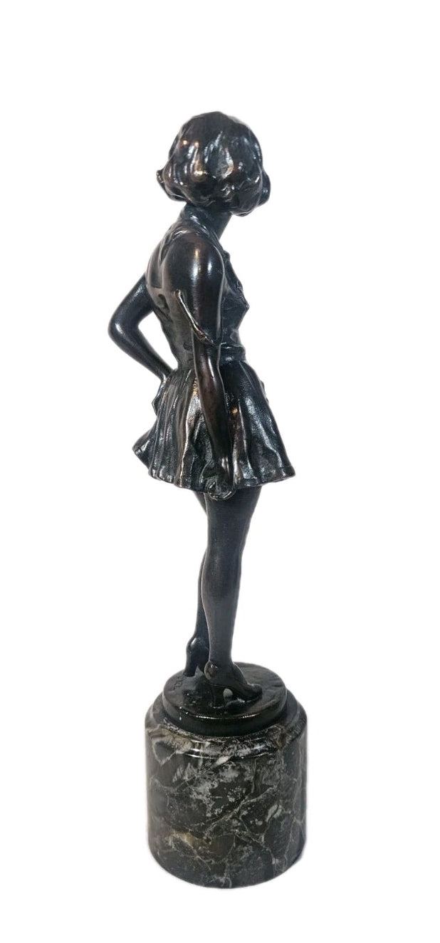 An Art Deco Josef Lorenzl Bronze Sculpture of a Young Woman, Signed