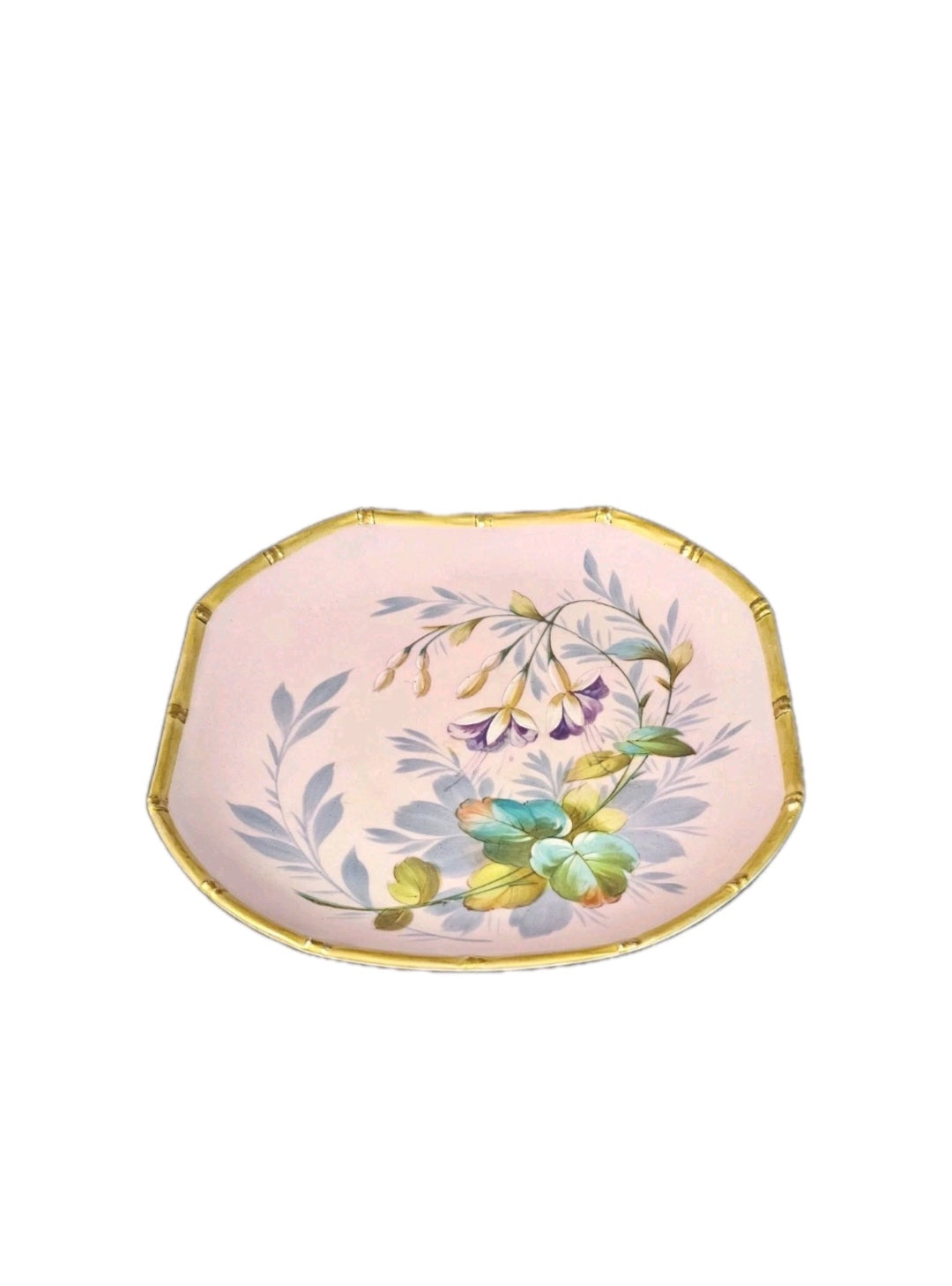 An Antique Asthetics Period Pink Cake Stand, Hand Painted with Flowers