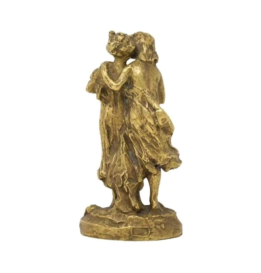 A Signed François-Raoul Larche Gilt Bronze Figure of Two Girls