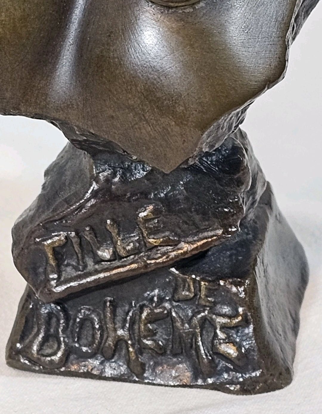 A 19thC Signed Emmanuel Villanis Bronze Bust of a Woman - La Bohmienne