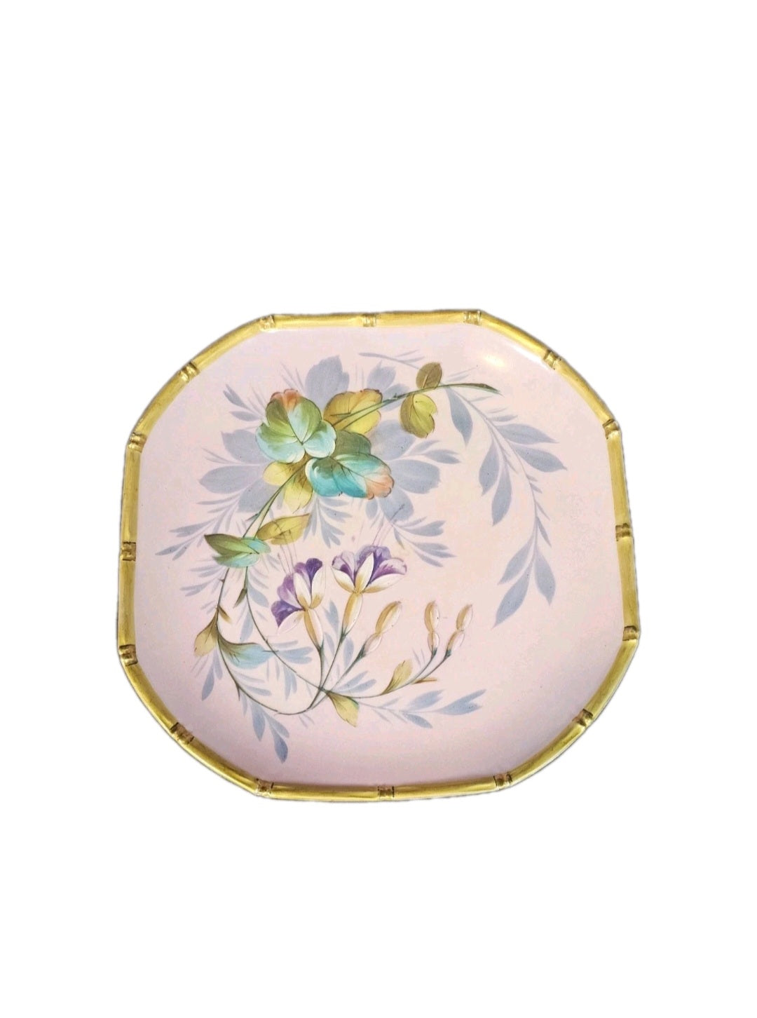An Antique Asthetics Period Pink Cake Stand, Hand Painted with Flowers