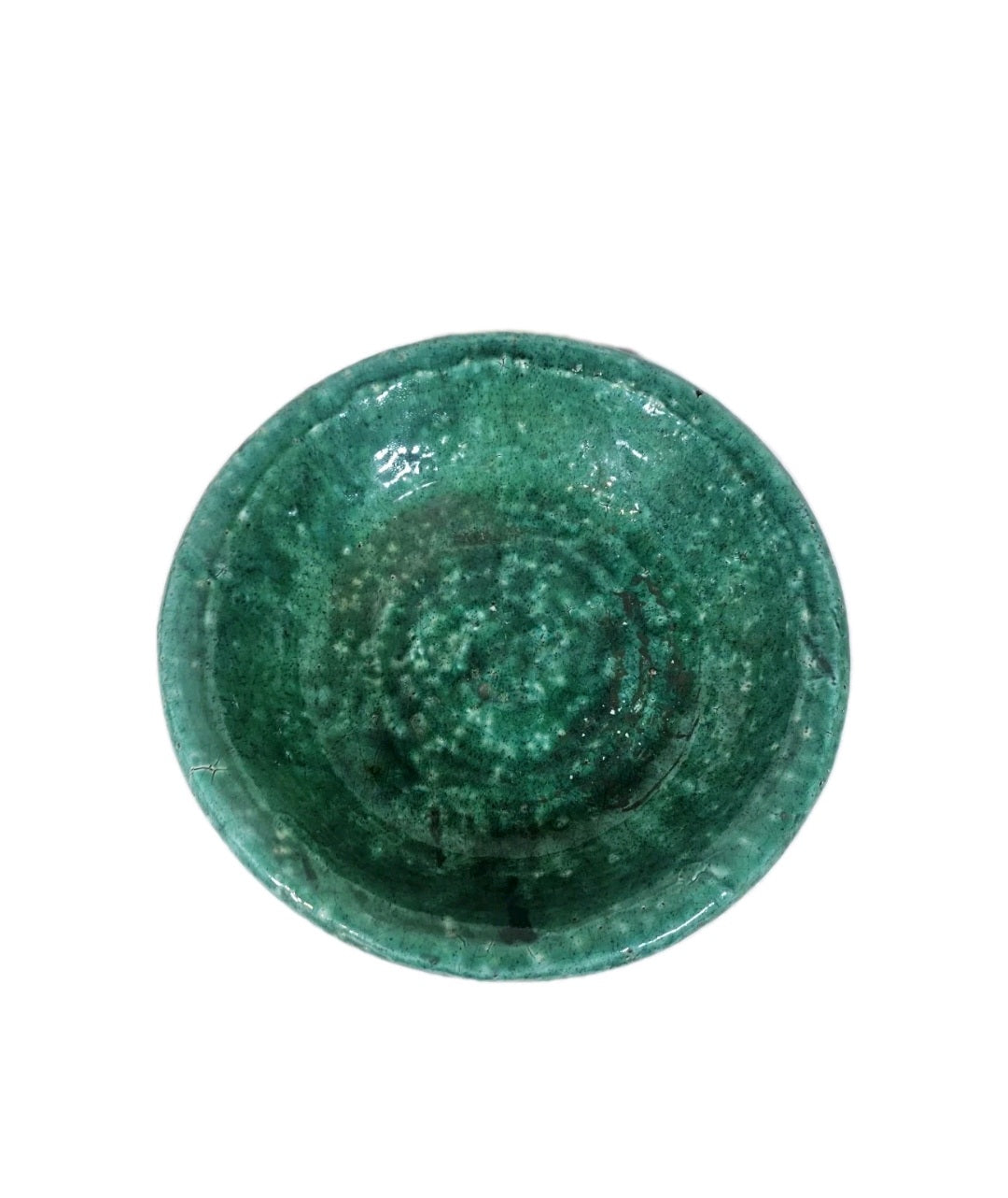 Vintage Mid Century Studio Pottery Brutish Style Jade Green Glazed Dish
