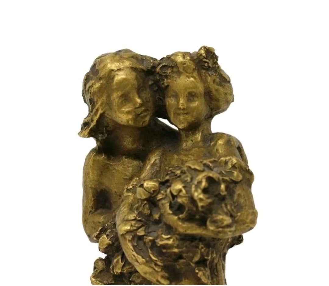 A Signed François-Raoul Larche Gilt Bronze Figure of Two Girls
