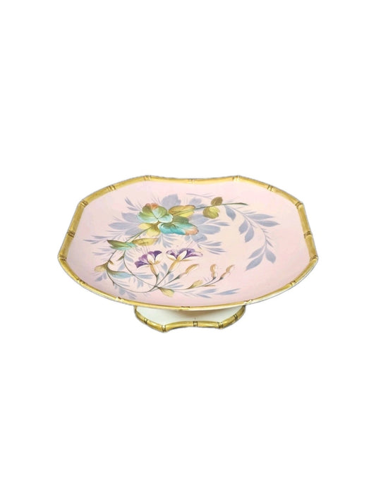 An Antique Asthetics Period Pink Cake Stand, Hand Painted with Flowers