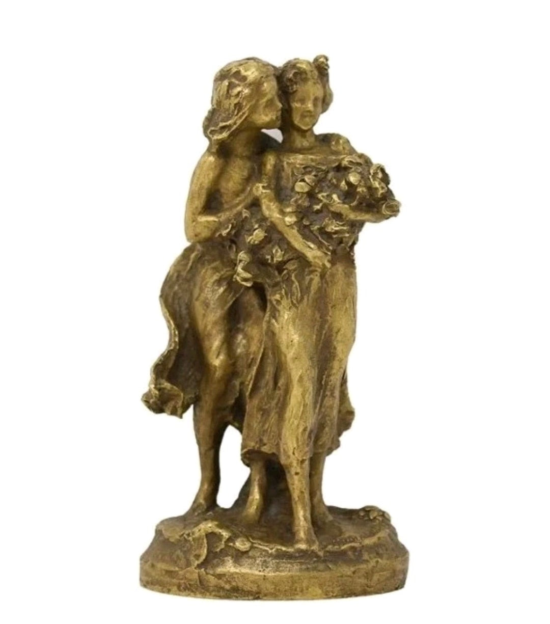 A Signed François-Raoul Larche Gilt Bronze Figure of Two Girls