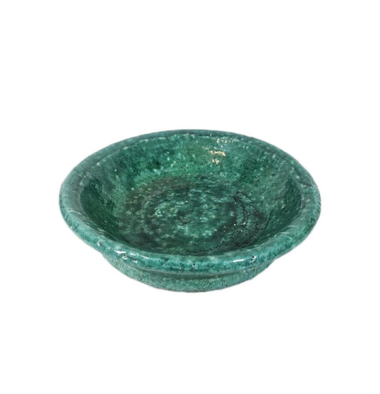 Vintage Mid Century Studio Pottery Brutish Style Jade Green Glazed Dish