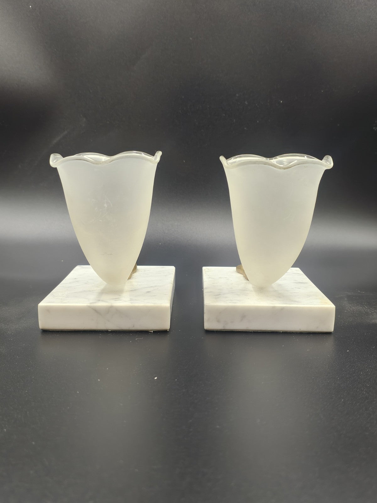 Antique Victorian Ormolu Mounted Cornucopia Vases White Marble Base Pair