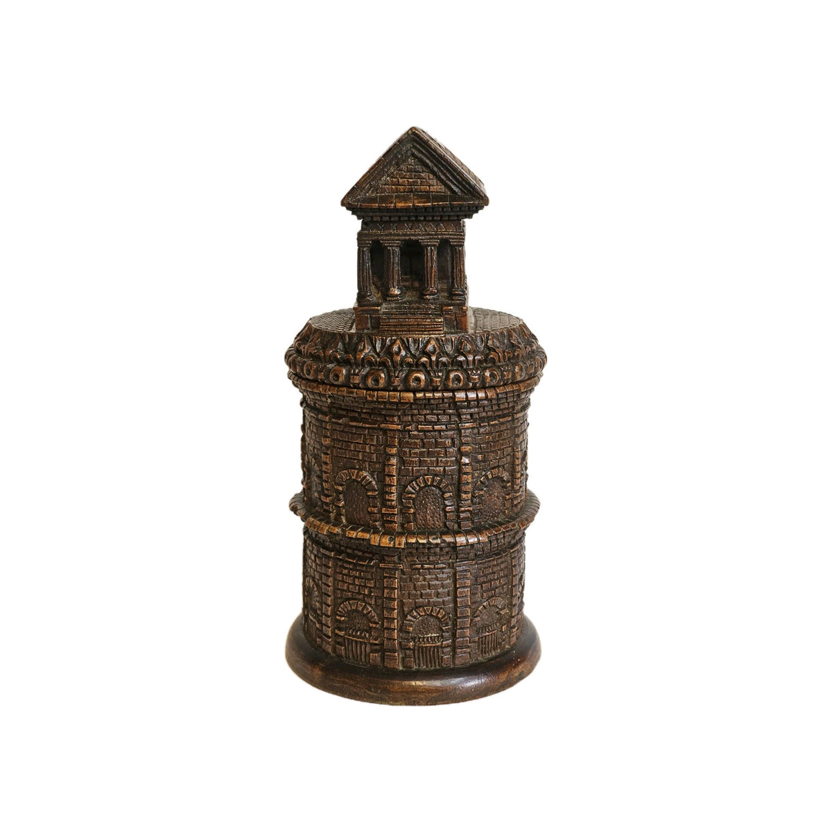 Antique French Treen Maison Carrée Arènes Nîmes Tobacco Jar