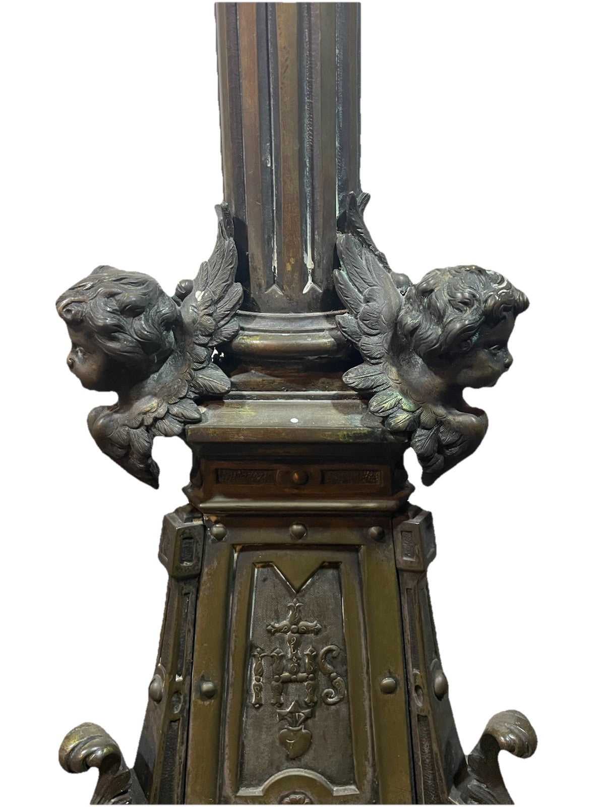 19th Century French Bronze Church Candlesticks Putti Pair