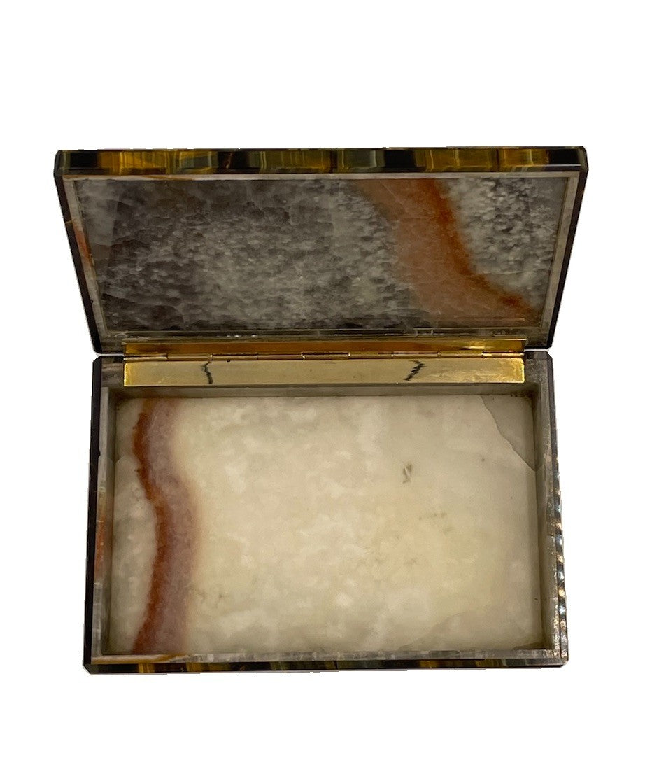 Vintage 1960s Italian Tiger's Eye Quartz Stone Box