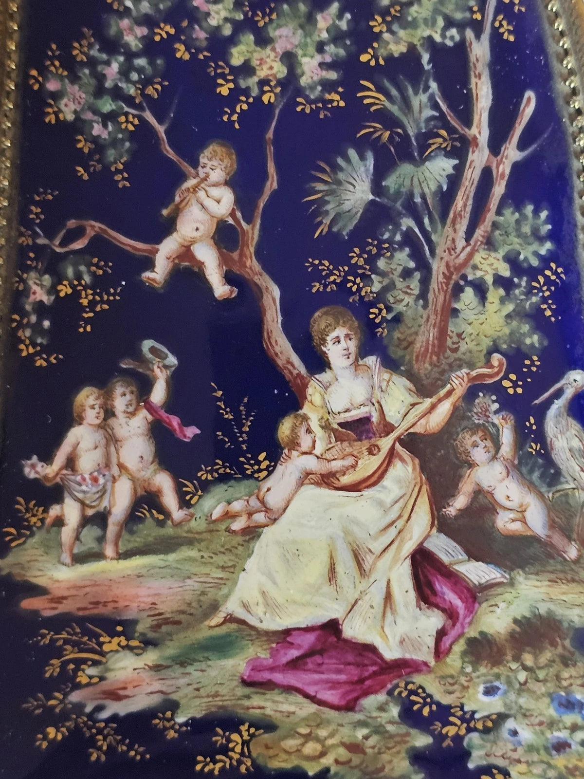 A 19thC French Musical Ormolu & Enamel Jewellery Box Modelled as a Grand Piano.