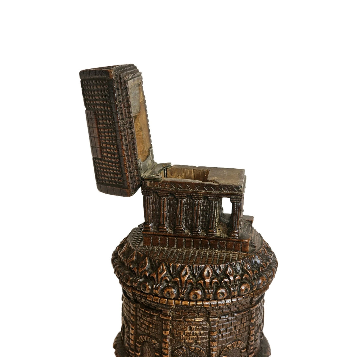 Antique French Treen Maison Carrée Arènes Nîmes Tobacco Jar