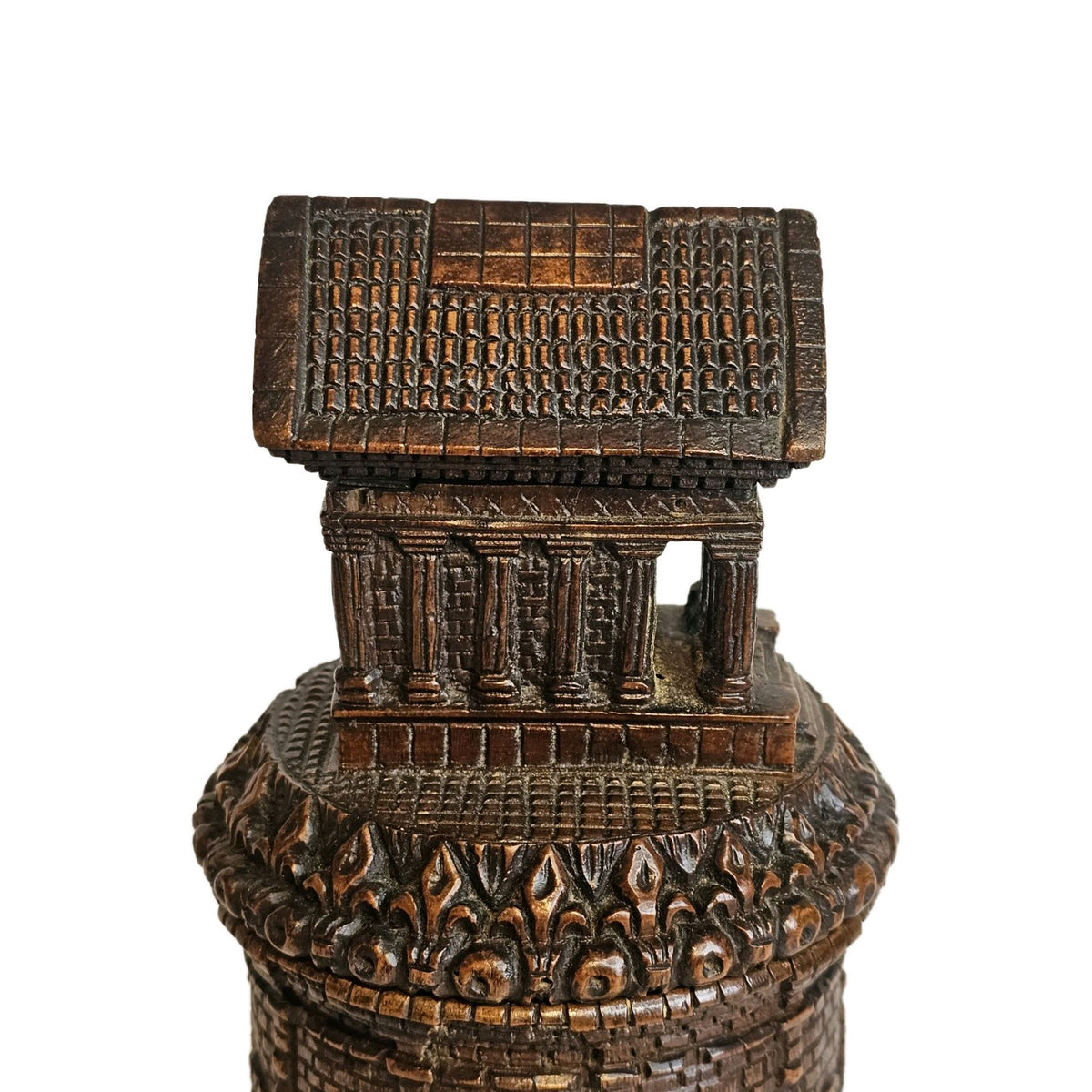Antique French Treen Maison Carrée Arènes Nîmes Tobacco Jar