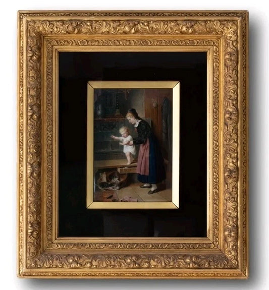 A 19thC KPM Porcelain Plaque Titled-Mother and Child