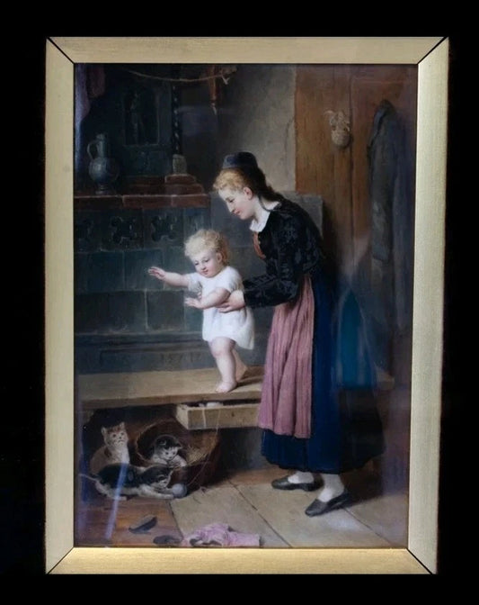 A 19thC KPM Porcelain Plaque Titled-Mother and Child