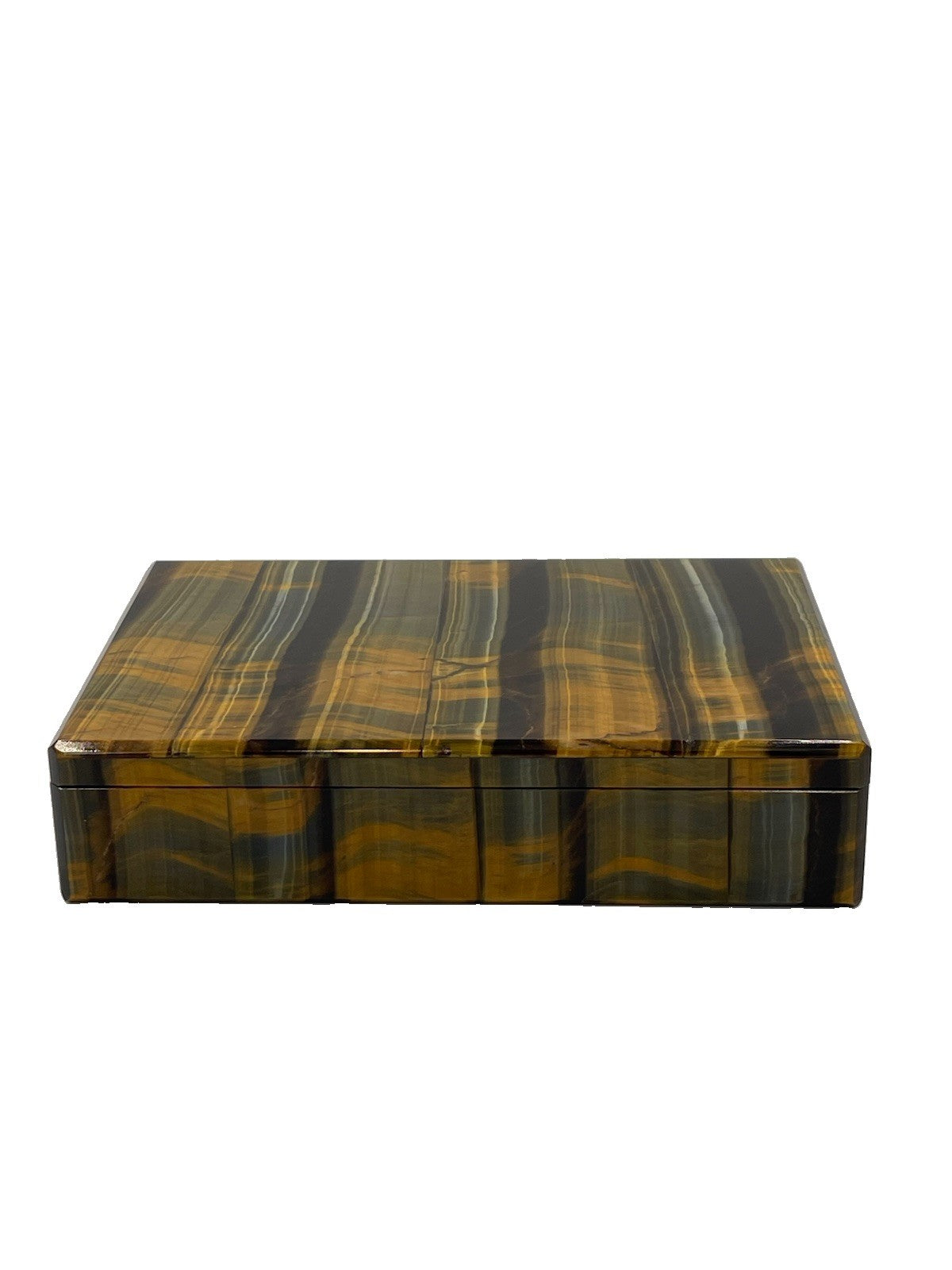 Vintage 1960s Italian Tiger's Eye Quartz Stone Box