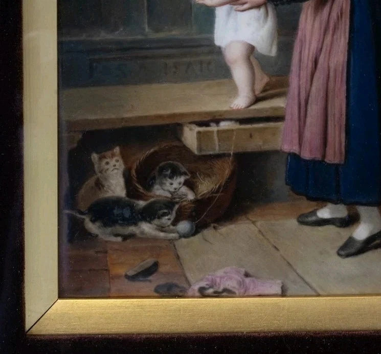 A 19thC KPM Porcelain Plaque Titled-Mother and Child