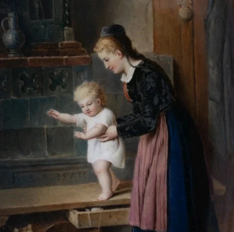 A 19thC KPM Porcelain Plaque Titled-Mother and Child