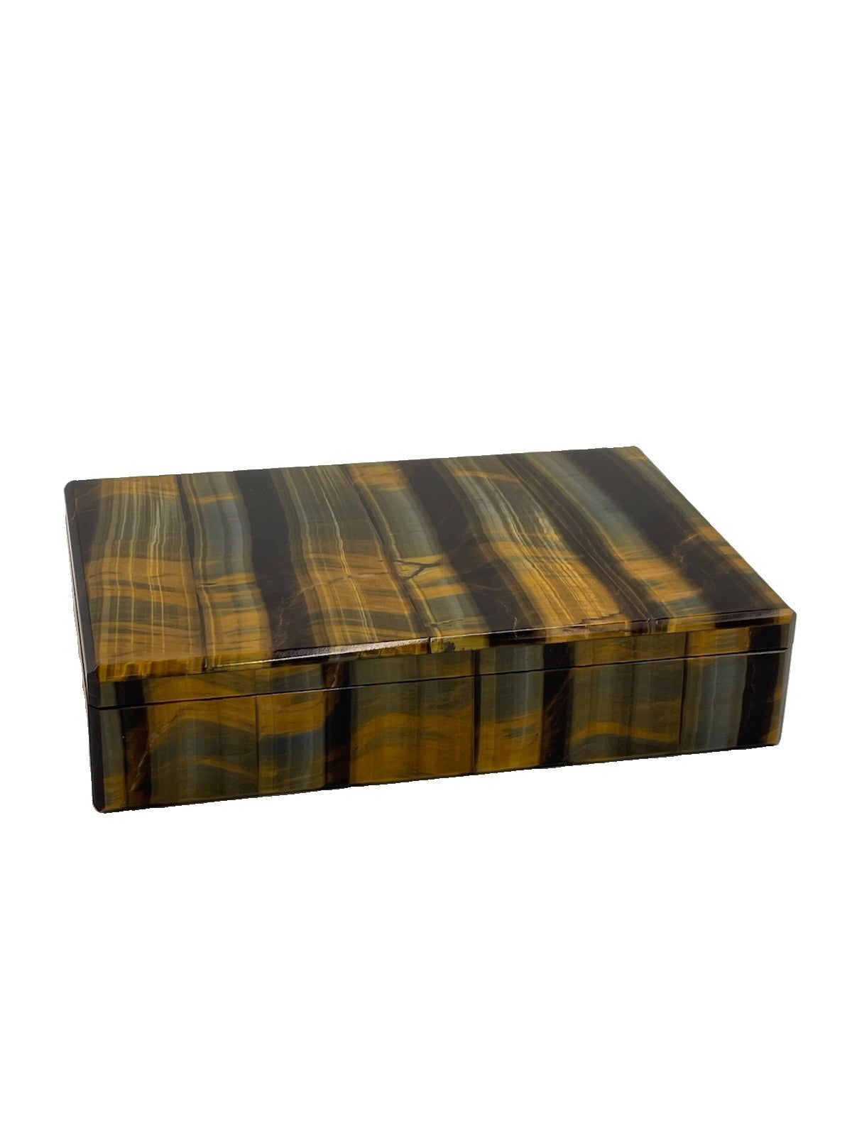 Vintage 1960s Italian Tiger's Eye Quartz Stone Box