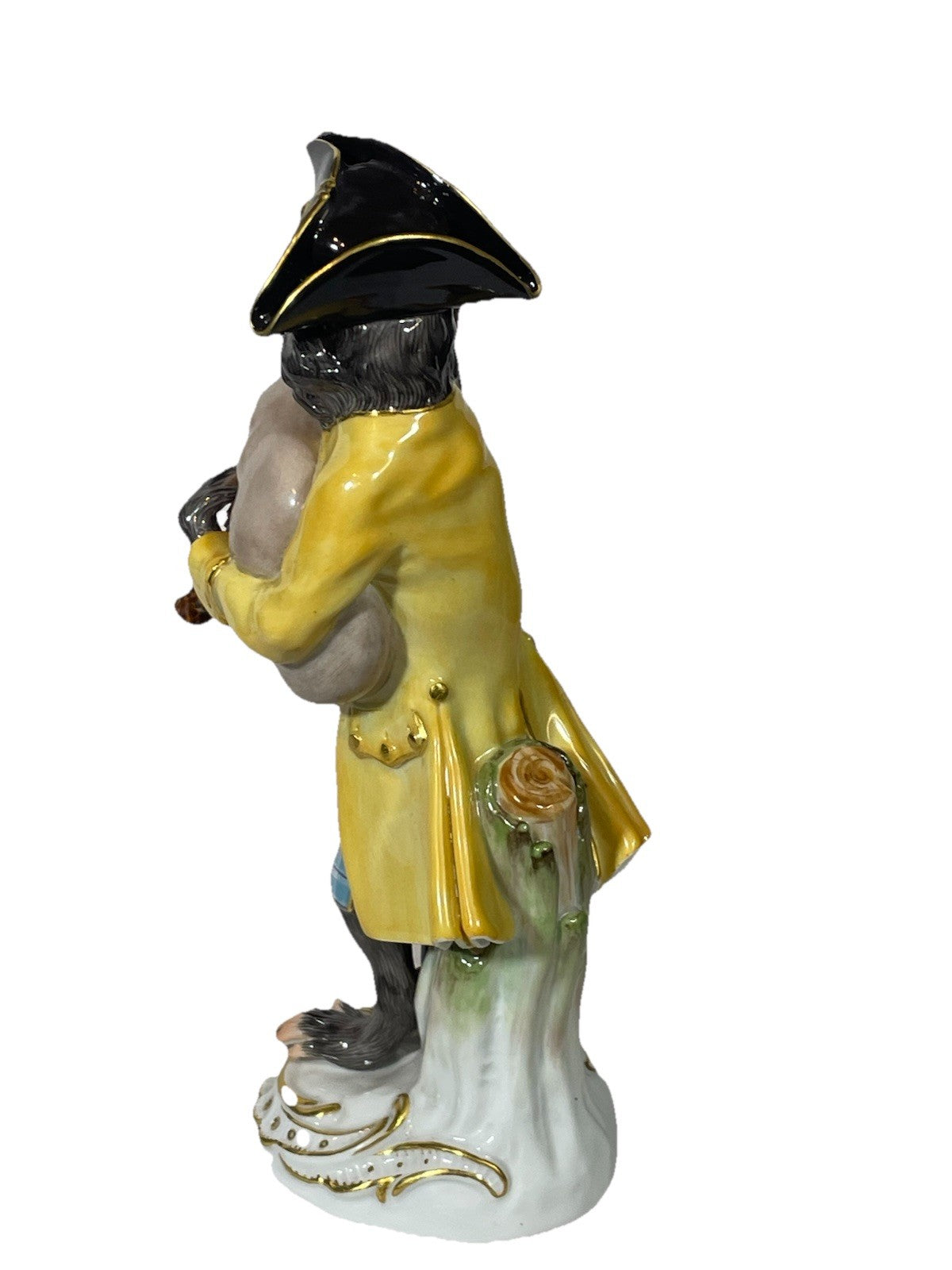 Antique Meissen Porcelain Monkey Band Bagpiper Figurine C1860