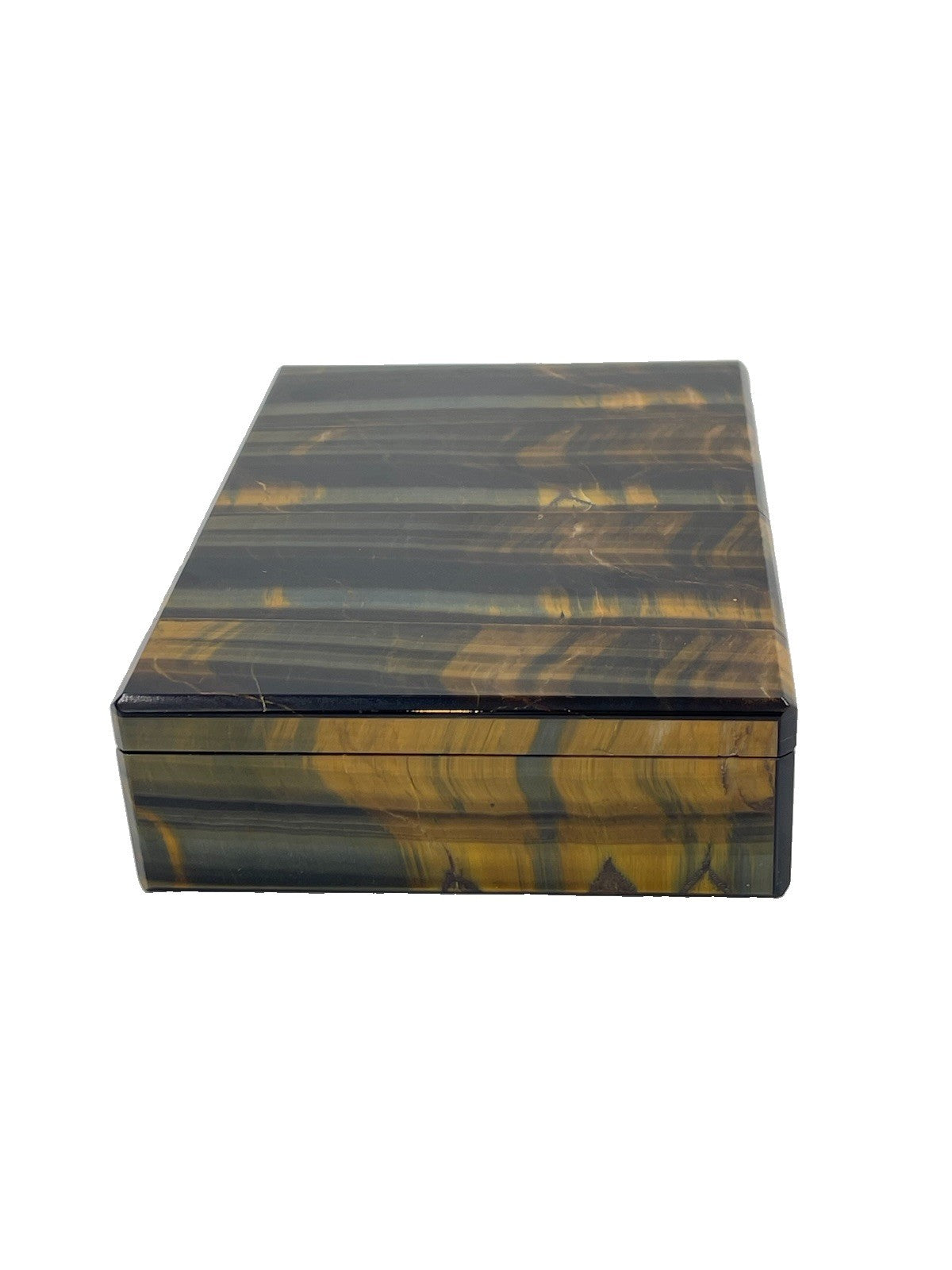 Vintage 1960s Italian Tiger's Eye Quartz Stone Box