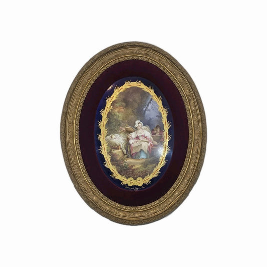 A 19thC Oval Sevres Porcelain Plaque The Good Mother After Jean Honoré Fragonard