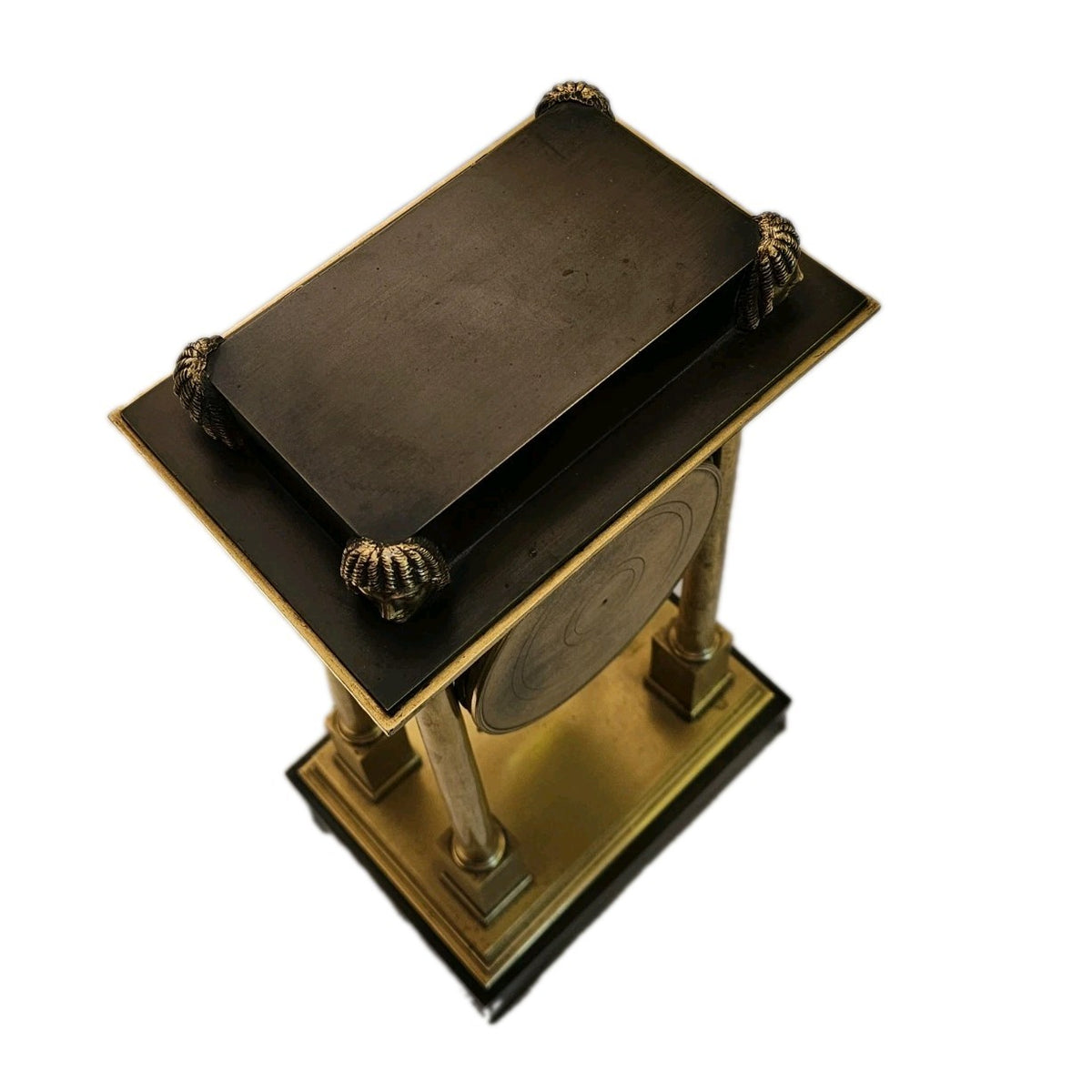 Antique French Brass Egyptian Revival Portico Clock Manière