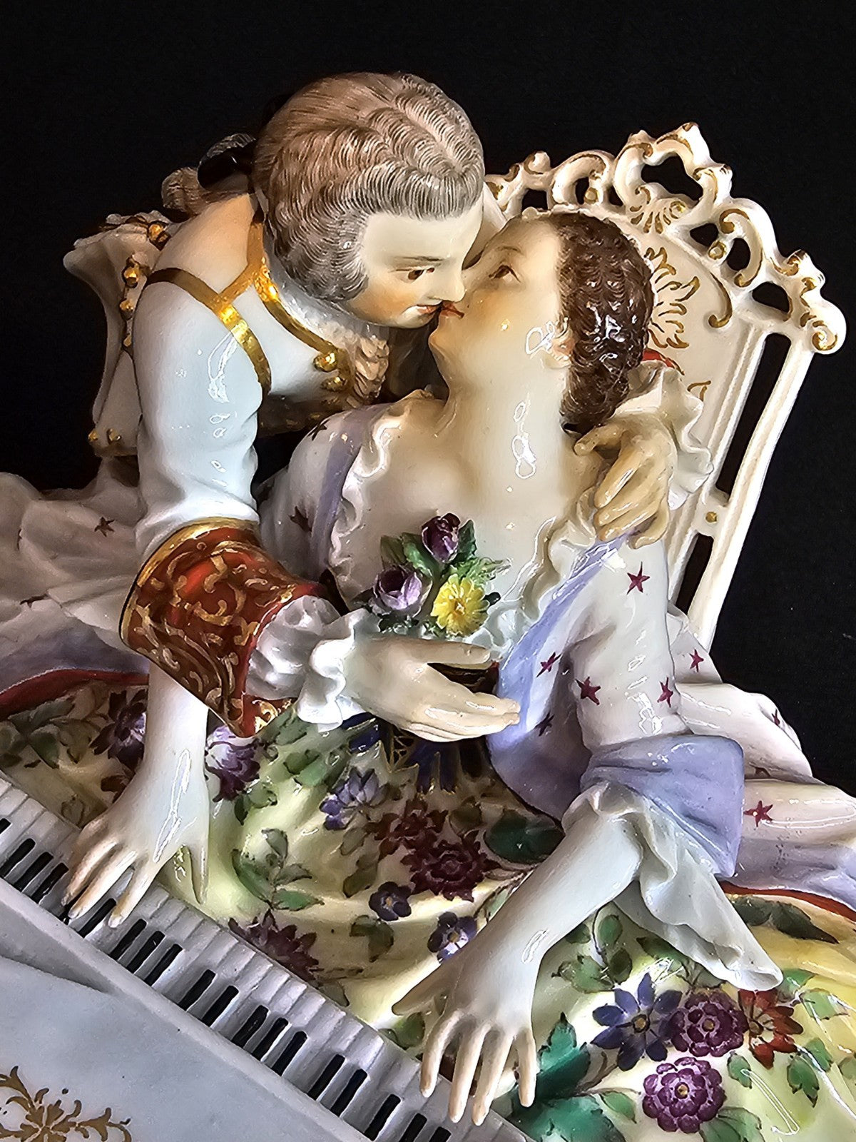 Antique Meissen Porcelain Clavichord Piano Figure Group C1860 Model 186
