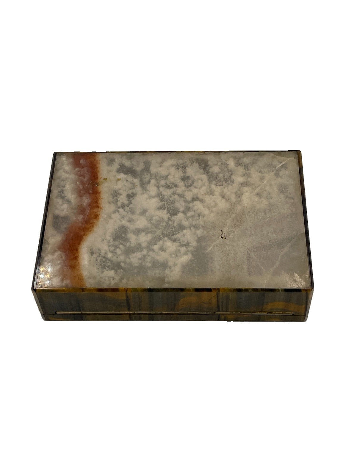 Vintage 1960s Italian Tiger's Eye Quartz Stone Box
