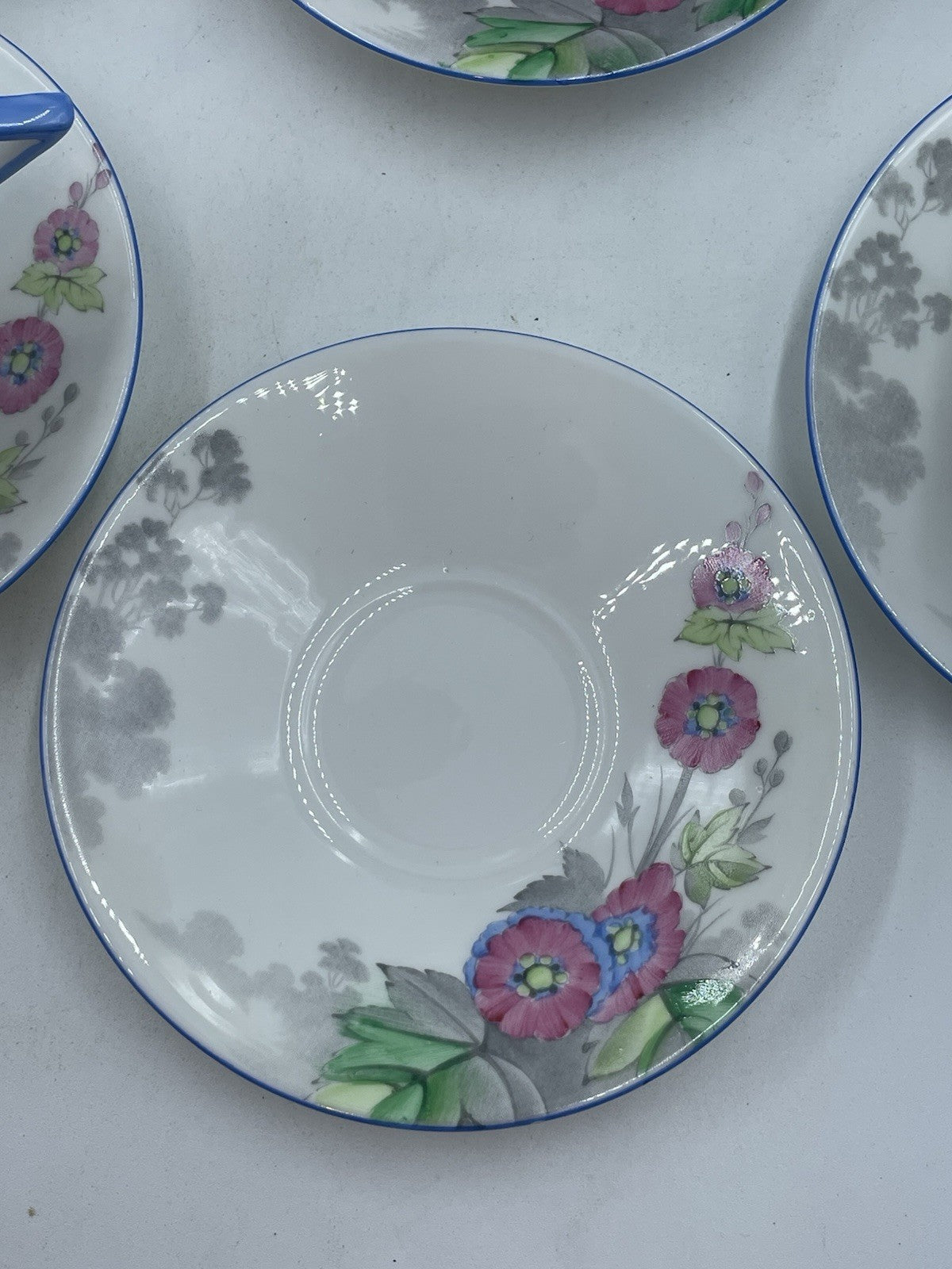 Vintage Shelly Art Deco Bone China Coffee Set Hollyhock Pattern