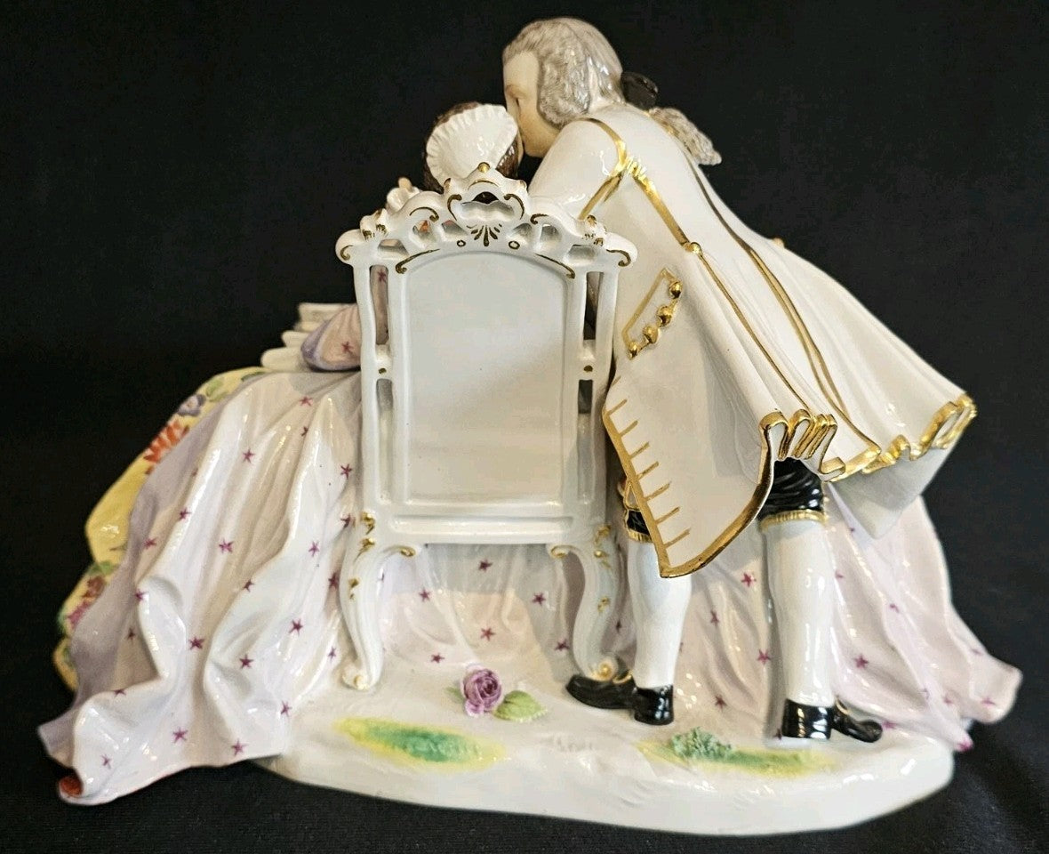 Antique Meissen Porcelain Clavichord Piano Figure Group C1860 Model 186